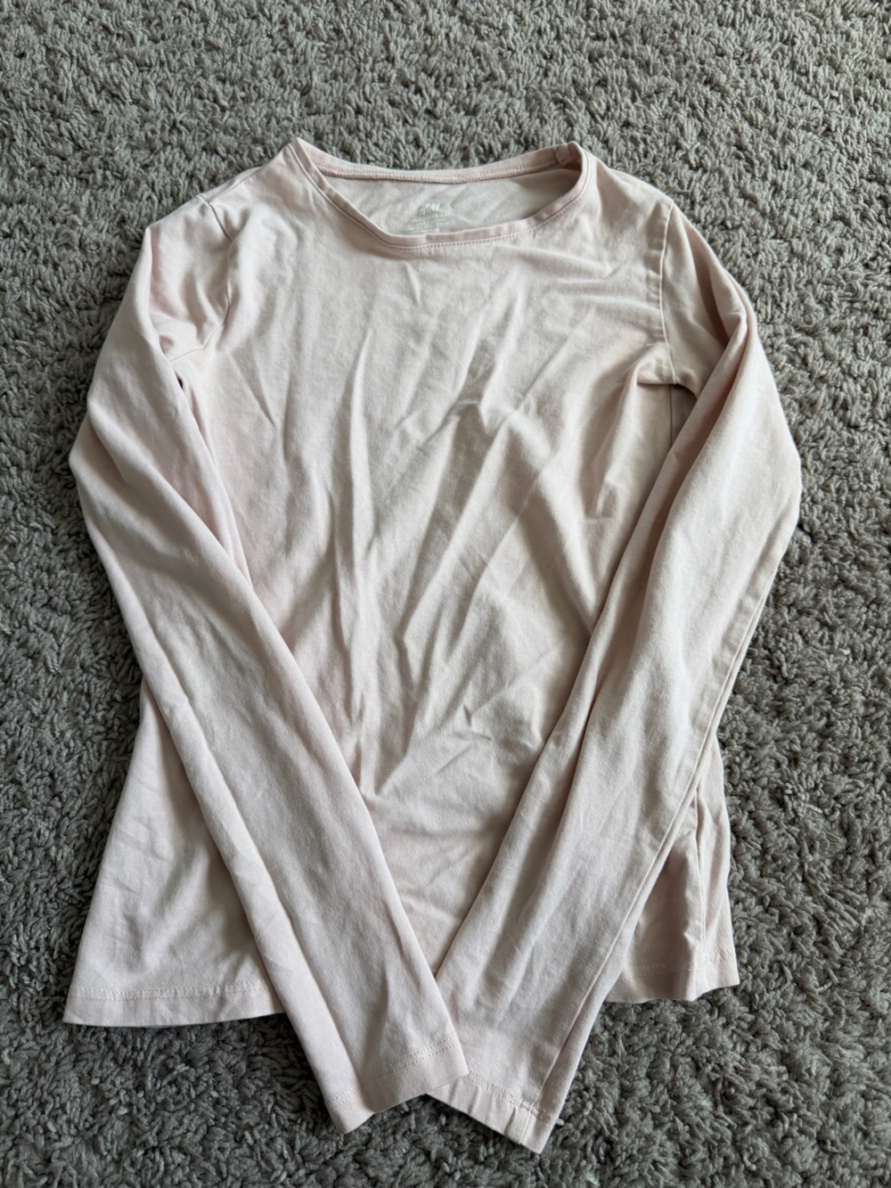 H&M Light Pink Long Sleeve Cotton Top